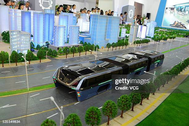 Teleperformance Bus Model 14 Scale Model Of The Transit Elevated Bus Debuts Beijing Stock Photos ...