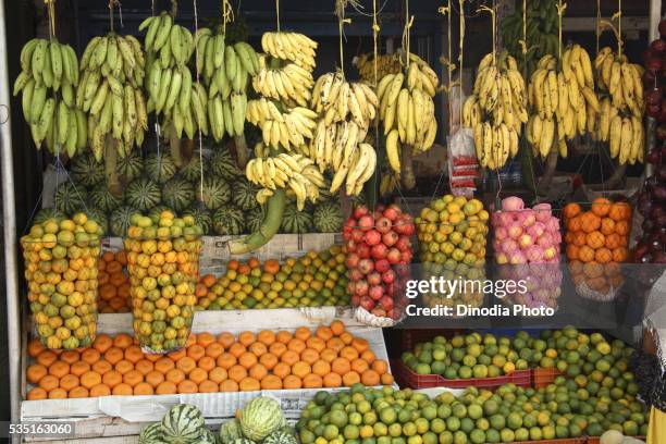 fruit stall in kerala, india. - kerala food stock pictures, royalty-free photos & images