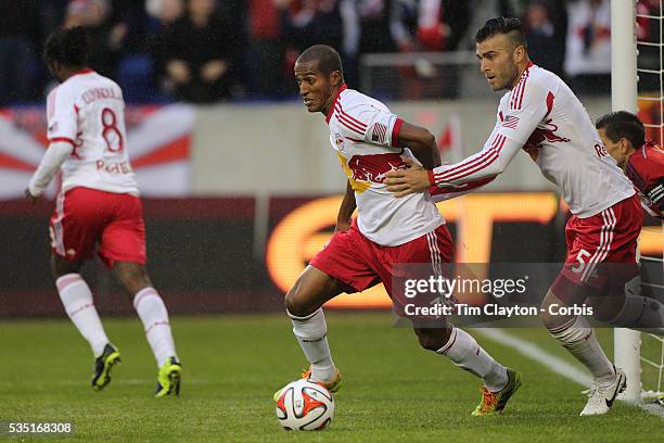 Roy Miller, and Armando, New York Red Bulls, celebrate their sides late equalizer in action during the New York Red Bulls V Chivas USA, Major League...