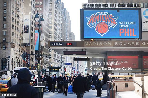 Madison Square Gardens welcome Phil Jackson to the New York Knicks, showing old footage of him in action on the big screen outside the venue which...