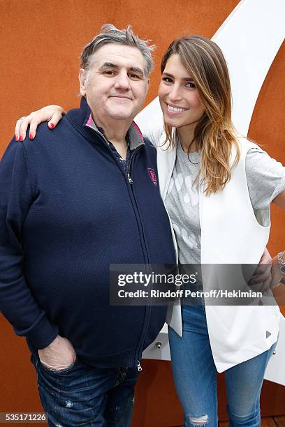 Journalists Pierre Menes and Laury Thilleman attend Day Seven of the 2016 French Tennis Open at Roland Garros on May 28, 2016 in Paris, France.