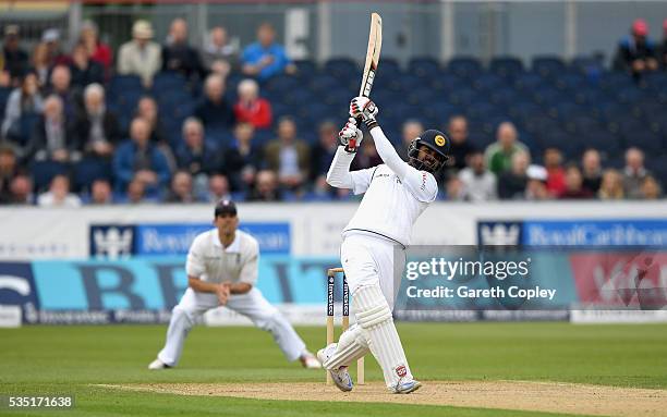 Lahiru Thirimanne of Sri Lanka bats during day three of the 2nd Investec Test match between England and Sri Lanka at Emirates Durham ICG on May 29,...