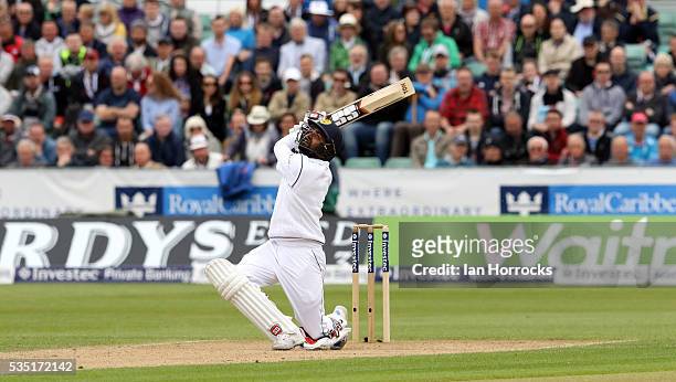 Lahiru Thirimanne of Sri Lanka skies a ball and is caught to end the Sri Lankan innings during day three of the 2nd Investec Test match between...