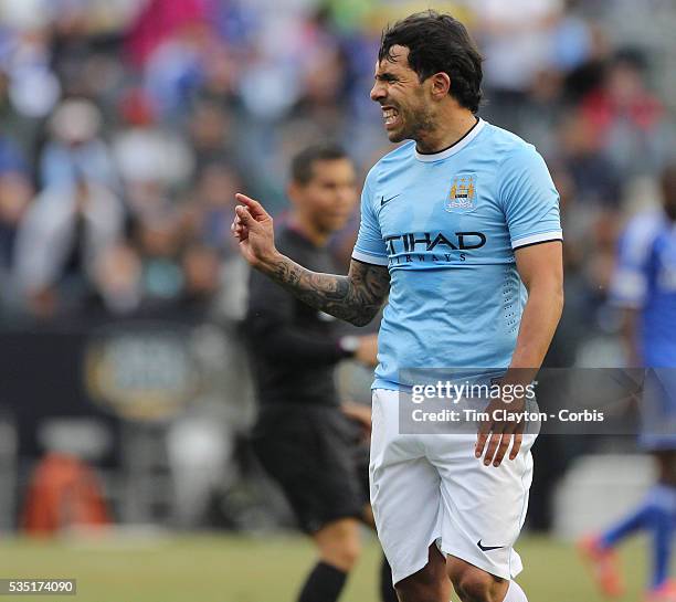 Carlos Tevez, Manchester City, in action during the Manchester City V Chelsea friendly exhibition match at Yankee Stadium, The Bronx, New York....