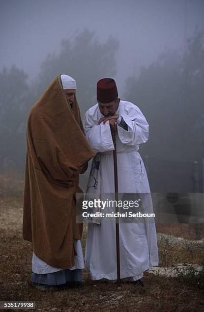 ?Chavouot? Pilgrimage on the mount Gerizim, . The high priest with the sepher thora