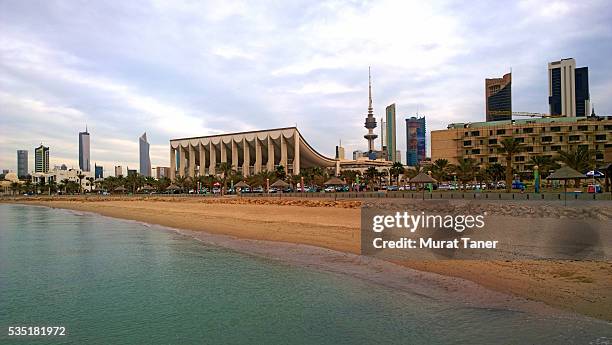 kuwait national assembly building and skyline - kuwaiti stock pictures, royalty-free photos & images