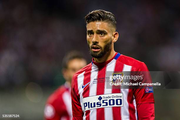 Yannick Carrasco of Atletico Madrid during the UEFA Champions League Final between Real Madrid and Atletico Madrid at Stadio Giuseppe Meazza on May...
