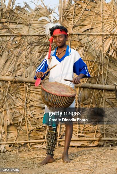 traditional welcome performed to a guest by santhal tribe in dumka, jharkhand, india. - santhal stock pictures, royalty-free photos & images