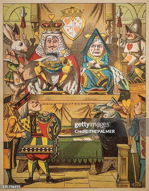 gravieren alice im wunderland - könig figurenkarte stock-grafiken, -clipart, -cartoons und -symbole