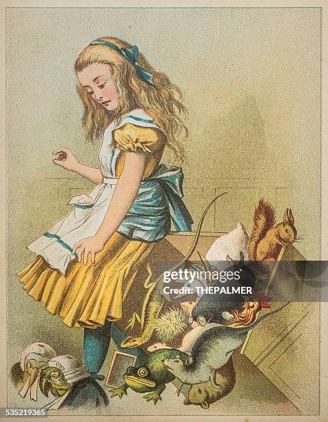 gravieren alice im wunderland - alice in wonderland stock-grafiken, -clipart, -cartoons und -symbole