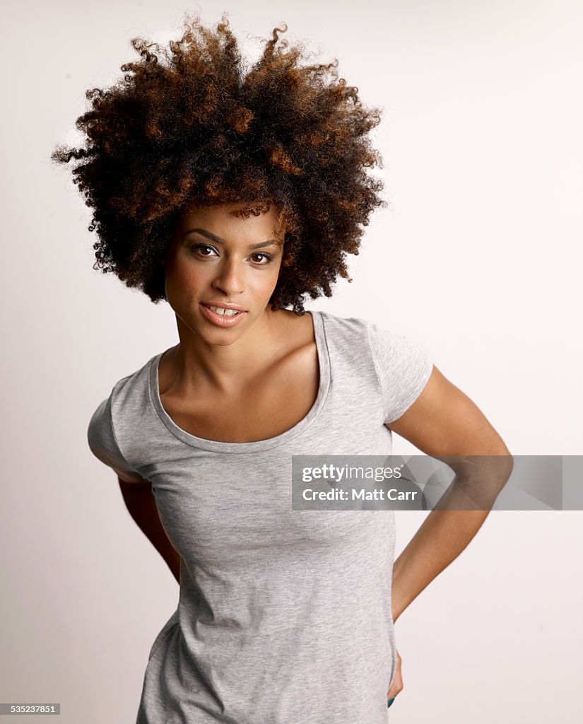 Young woman with big hair