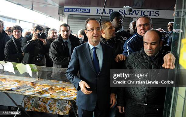 French Socialist candidate Francois Hollande in Mantes la Jolie