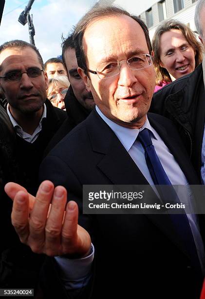 French Socialist candidate Francois Hollande in Mantes la Jolie