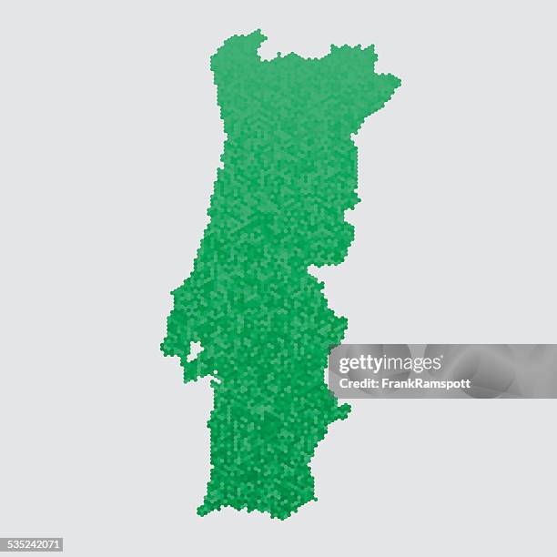 ilustrações de stock, clip art, desenhos animados e ícones de portugal mapa verde hexágono padrão - mapa portugal
