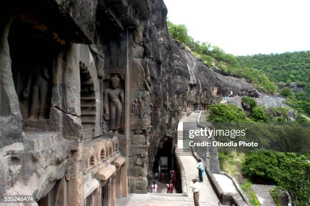 ajanta caves in maharashtra, india. - ajanta caves stockfoto's en -beelden