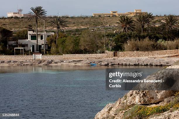 "Villa due Palme" two palms villa stands at "Cala Francese", French Bay, in Lampedusa. Italian Prime Minister Silvio Berlusconi announced, during his...