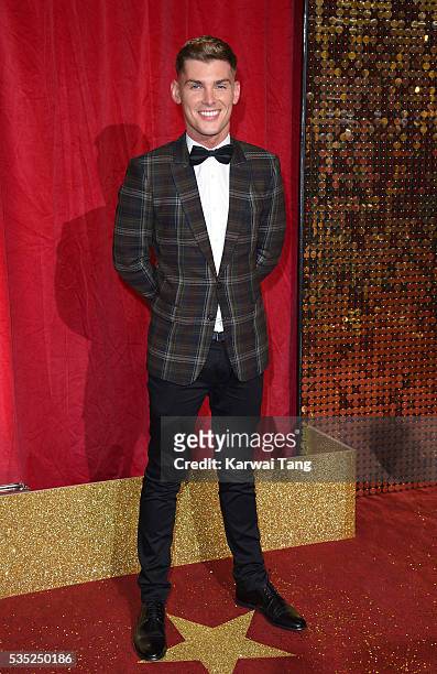 Kieron Richardson arrives for the British Soap Awards 2016 at the Hackney Town Hall Assembly Rooms on May 28, 2016 in London, England.