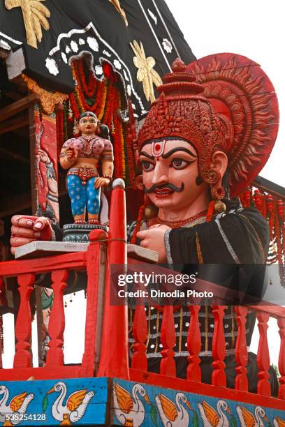 god statue at rathayatra festival in puri, orissa, india. - rath yatra hindu festival in india stock pictures, royalty-free photos & images