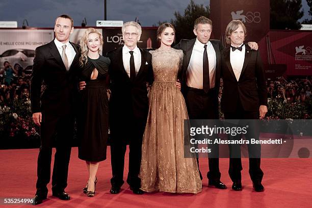 David Cronenberg, Viggo Mortensen, Keira Knightley, Michael Fassbender, Vincent Cassel and Sarah Gadon attend the premiere of movie "A Dangerous...