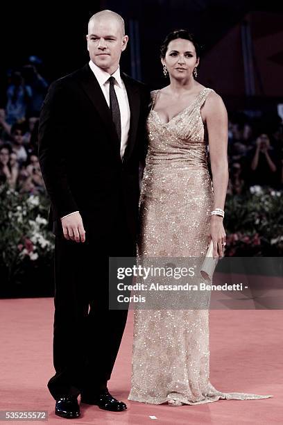 Matt Damon and Luciana Damon attend the premiere of movie "Contagion", presented out of competition at the 68th International Venice Film Festival.
