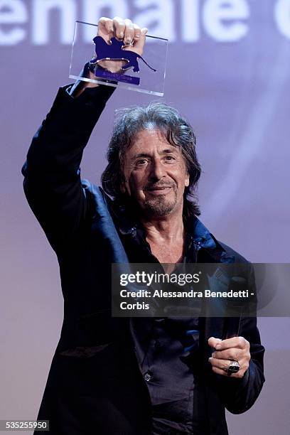 Al Pacino receives the Jaeger LeCoultre glory to the filmmaker award during the 68th International Venice Film Festival