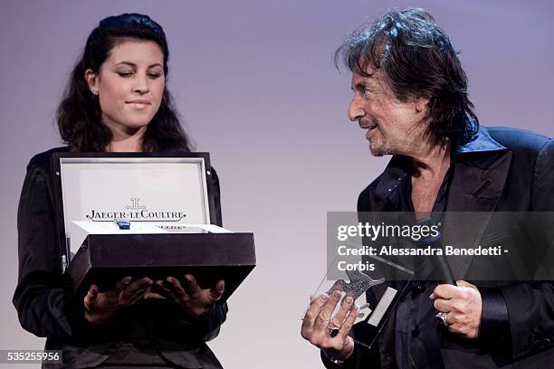 Al Pacino receives the Jaeger LeCoultre glory to the filmmaker award during the 68th International Venice Film Festival