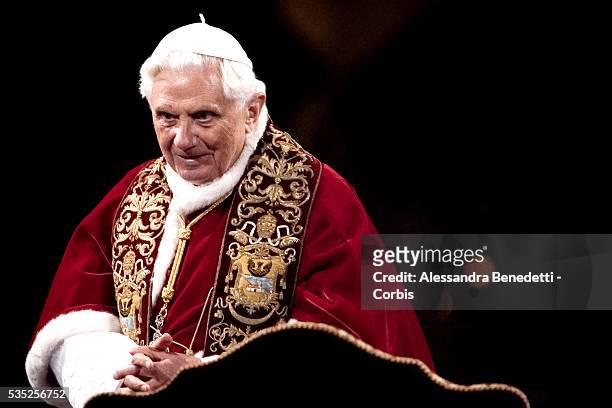 Pope Benedict XVI celebrates the "Via Crucis," the Way of the Cross, at the Colosseum in Rome.