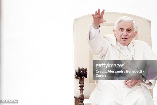 Pope Benedict XVI attends his general weekly audience in St. Peter's Square at the Vatican.