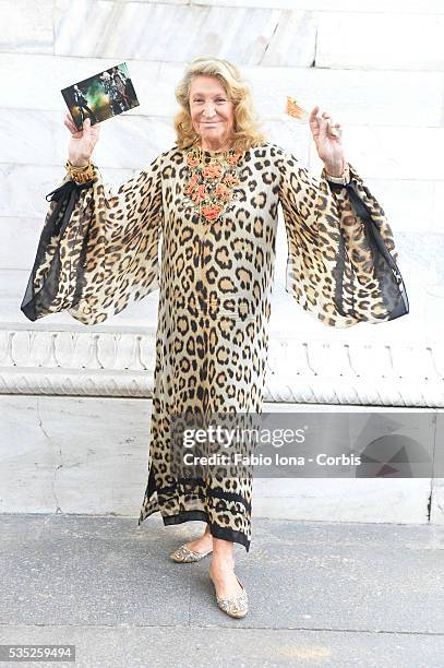 Marta Marzotto attends the Roberto Cavalli show as part of Milan Womenswear Fashion Week Spring/Summer 2014 at on September 21, 2013 in Milan, Italy