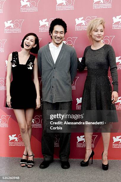 Kiko Mizuhara, Rinko Kikuchi, Kenichi Matsuyama and Director Tran Anh Hung attend the photocall of movie "Norwegian Wood" presented in competition at...