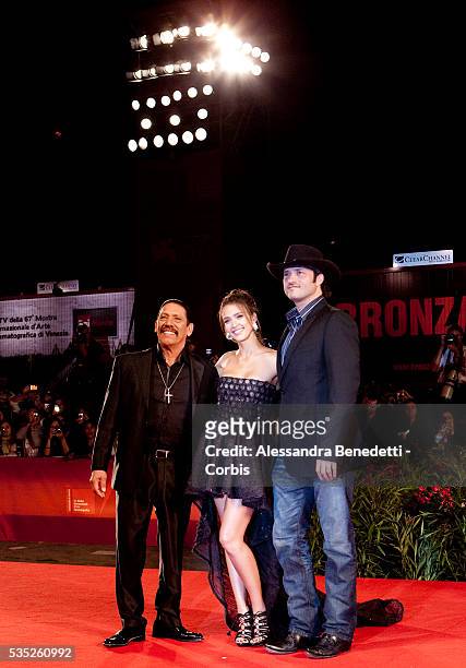 Danny Trejo, Jessica Alba and Robert Rodriguez attend the premiere of"Machete" at the 67th Venice Film Festival.