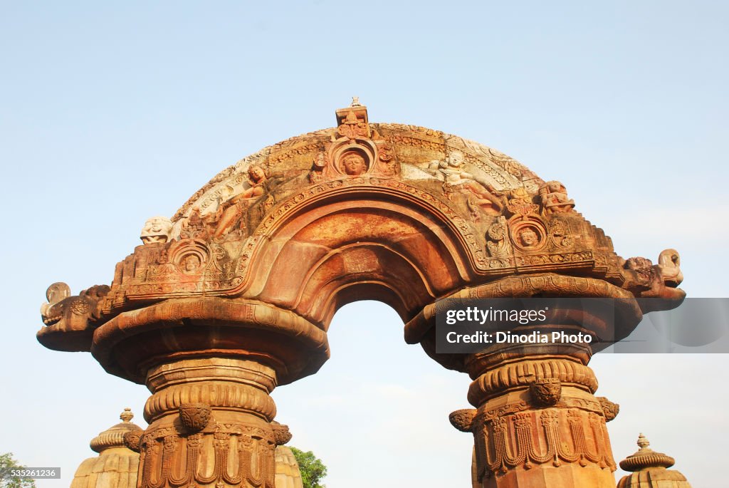 Carved entrance of Mukteshwar temple at Bhubaneswar in Orissa, India.