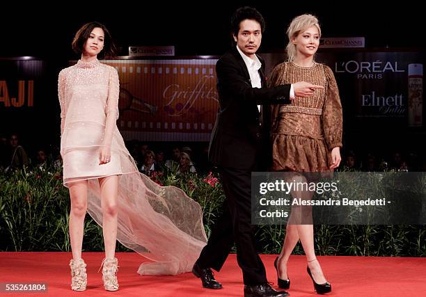 Kiko Mizuhara, Rinko Kikuchi, Kenichi Matsuyama attend the photocall of movie "Norwegian Wood" presented in competition at the 67th Venice Film...