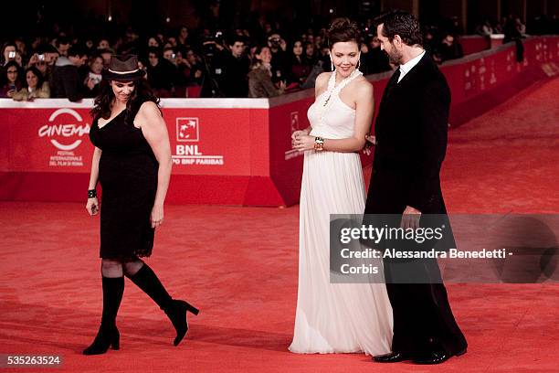 Maggie Gyllenhaal, Tanye Wexler and Rupert Everett attend the premiere of movie "Hysteria" , presented in competition at the 6th Rome International...