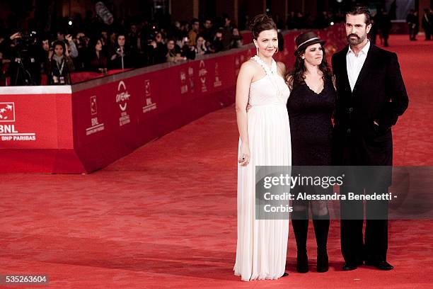 Maggie Gyllenhaal, Tanye Wexler and Rupert Everett attend the premiere of movie "Hysteria" , presented in competition at the 6th Rome International...