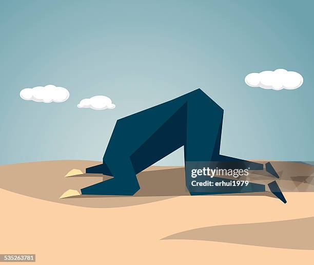 stockillustraties, clipart, cartoons en iconen met head in the sand - burying