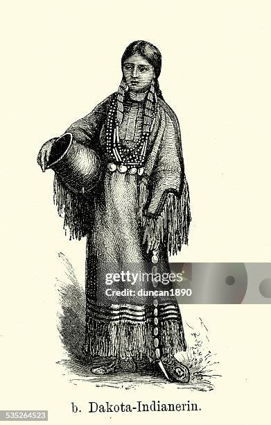 19th century north america -  dakota native american - dakota stock illustrations