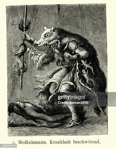 19th century north america -  native american medicine man - shaman stock illustrations