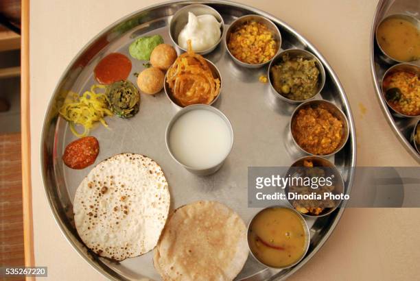 gujarati lunch in ahmedabad, gujarat, india. - ahmedabad stock pictures, royalty-free photos & images