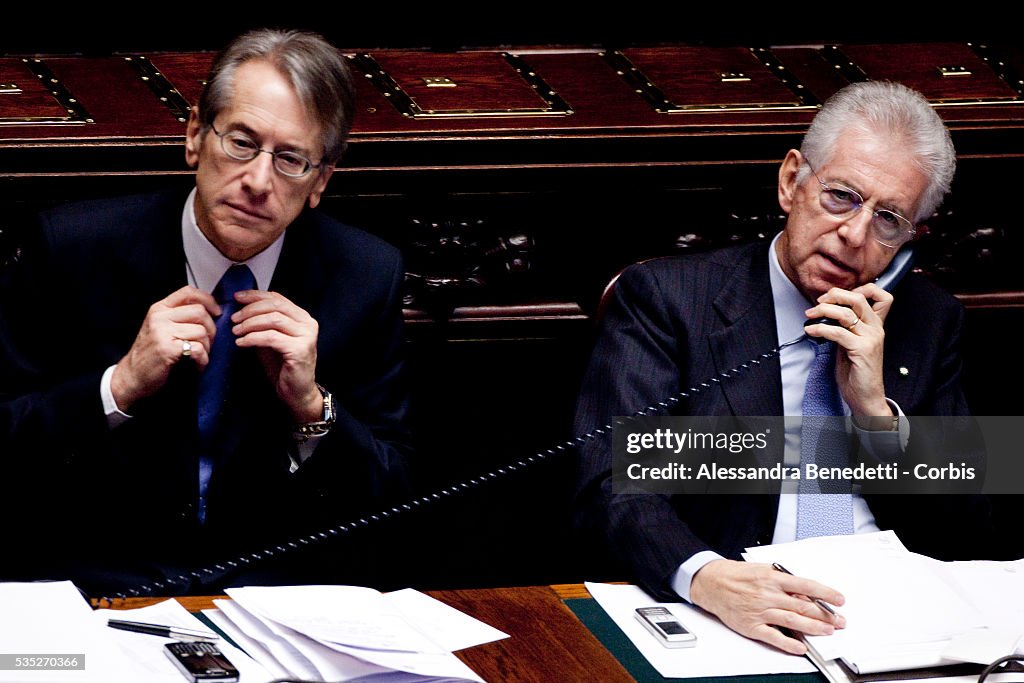 Italy - Politics - Mario Monti's government confidence Vote at the Deputy Chamber