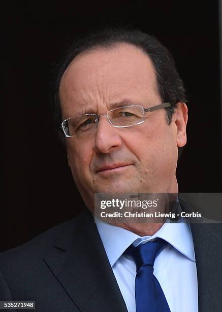 Francois Hollande and Dioncounda Traore. France's President Francois Hollande meets President of Mali Dioncounda Traore at Elysee Palace. Paris,...