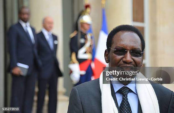 Francois Hollande and Dioncounda Traore. France's President Francois Hollande meets President of Mali Dioncounda Traore at Elysee Palace. Paris,...