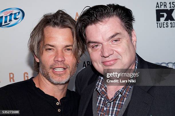Tim Olyphant and Oliver Platt attend the FX Networks Upfront premiere screening of Fargo at the SVA Theater in New York City. © LAN