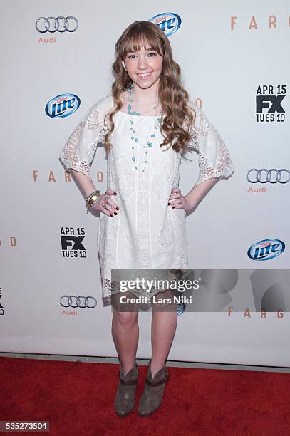 Holly Taylor attends the FX Networks Upfront premiere screening of Fargo at the SVA Theater in New York City. © LAN