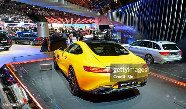 mercedes-amg gt coupe sports car - mercedes benz stock pictures, royalty-free photos & images