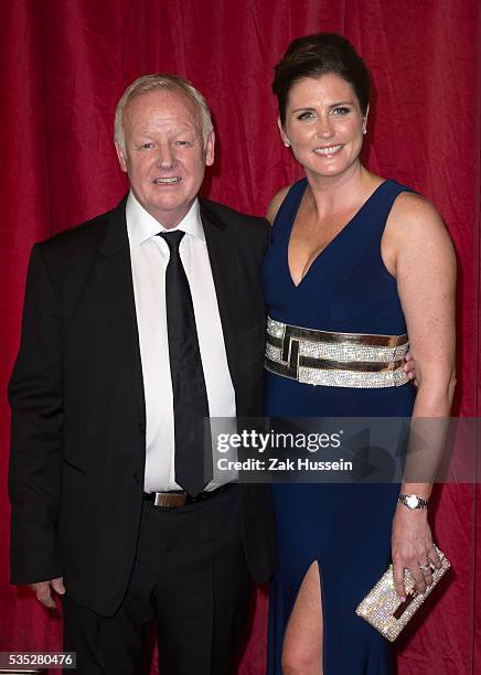 Les Dennis and Claire Nicholson arrive for British Soap Awards 2016 at Hackney Empire on May 28, 2016 in London, England.