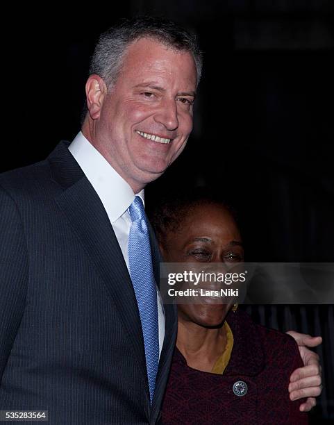 Bill de Blasio and Chirlane McCray attend the Vanity Fair Party during the 2014 Tribeca Film Festival at The State Supreme Courthouse in New York...