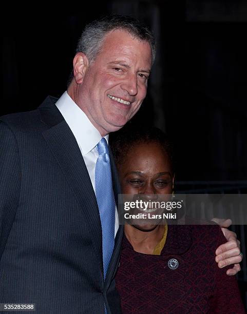 Bill de Blasio and Chirlane McCray attend the Vanity Fair Party during the 2014 Tribeca Film Festival at The State Supreme Courthouse in New York...