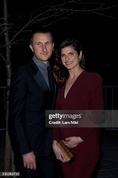Scott Campbell and Lake Bell attend the Vanity Fair Party during the 2014 Tribeca Film Festival at The State Supreme Courthouse in New York City. ©...