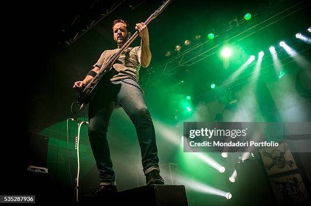 The bass player of the Black Stone Cherry Jon Lawhon in concert. Trezzo sull'Adda, Italy. 15th February 2016